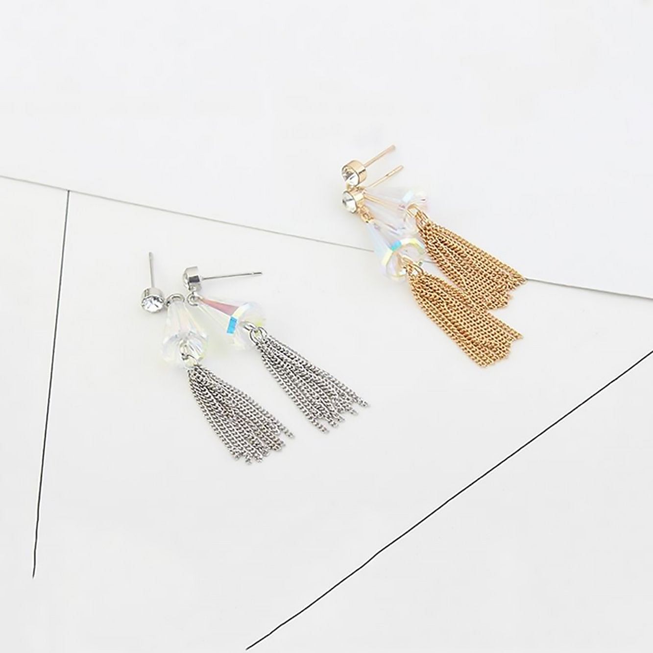 Crystal Bohemian Tassel Drop Earrings - Earrings - Swarovski Crystal