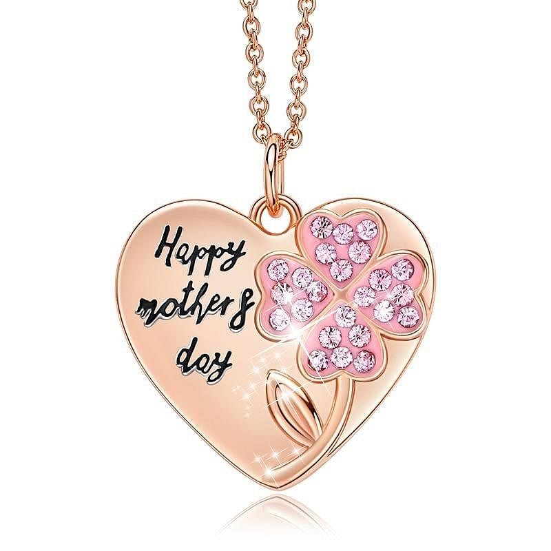 Crystal Clover Flower Happy Mother’s Day Necklace | Swarovski® Crystal - Rose Gold - Necklace - Mother’s Day • Swarovski Crystal - D’ Charmz