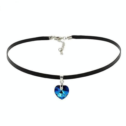 Crystal Heart Choker - Bermuda Blue - Necklace - Choker Swarovski Crystal
