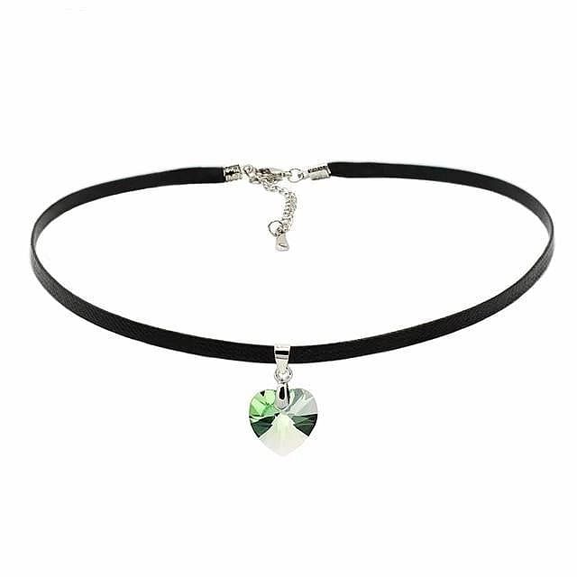 Crystal Heart Choker - Peridot - Necklace - Choker Swarovski Crystal