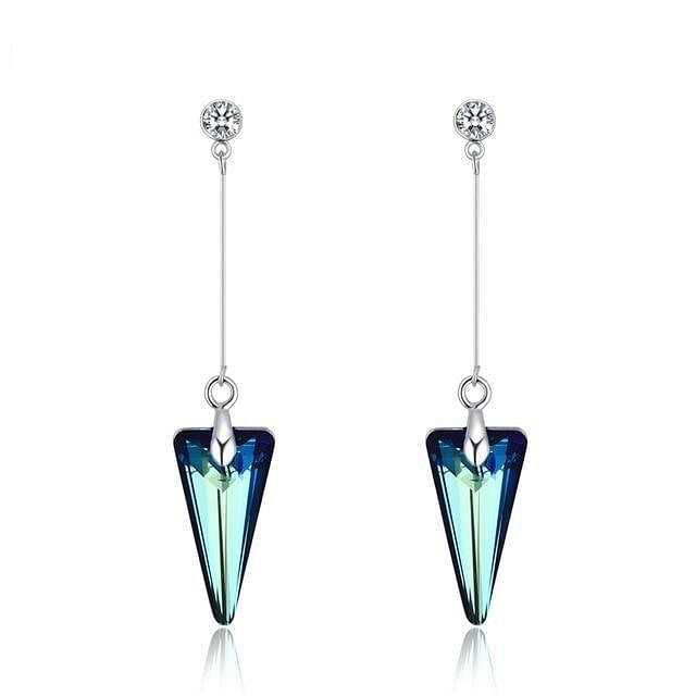 Crystals From Swarovski Spike Pendant Drop Earrings | Swarovski®Crystal - Crystal Bermuda Blue BB - Earrings - Swarovski Crystal - D’ Charmz