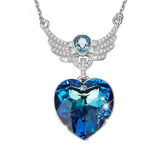 Guardian Heart Necklace | Swarovski® Crystal - Blue - Necklace - D’ Love • Swarovski Crystal - D’ Charmz