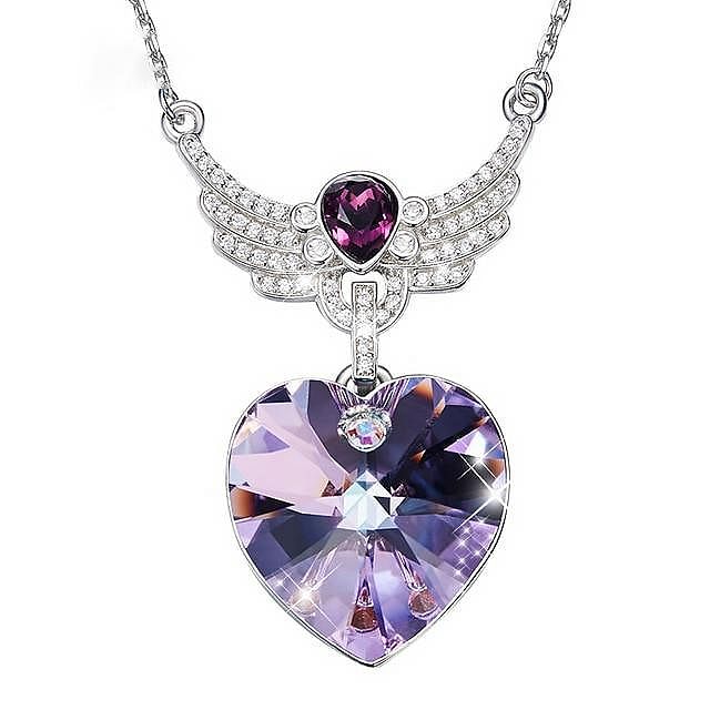 Guardian Heart Necklace | Swarovski® Crystal - Purple - Necklace - D’ Love • Swarovski Crystal - D’ Charmz