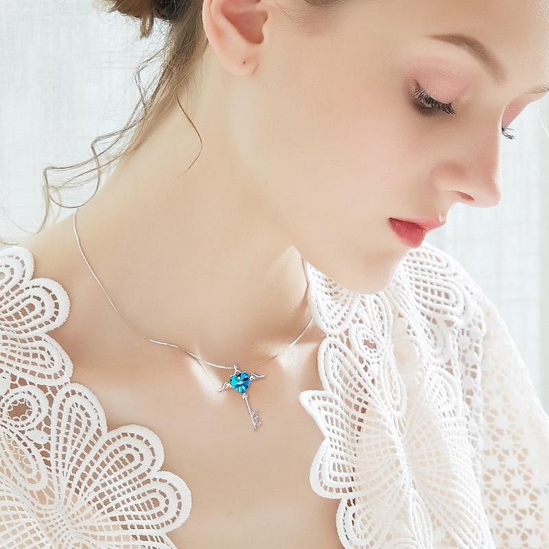 Guardian Key Necklace | 925 Silver - Necklace - Swarovski Crystal