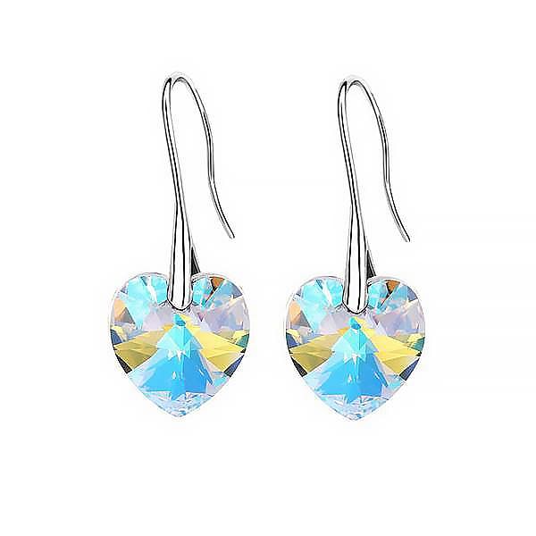 Heart Drop Earrings - Aurore Boreale - Earrings - D’ Love, Swarovski Crystal