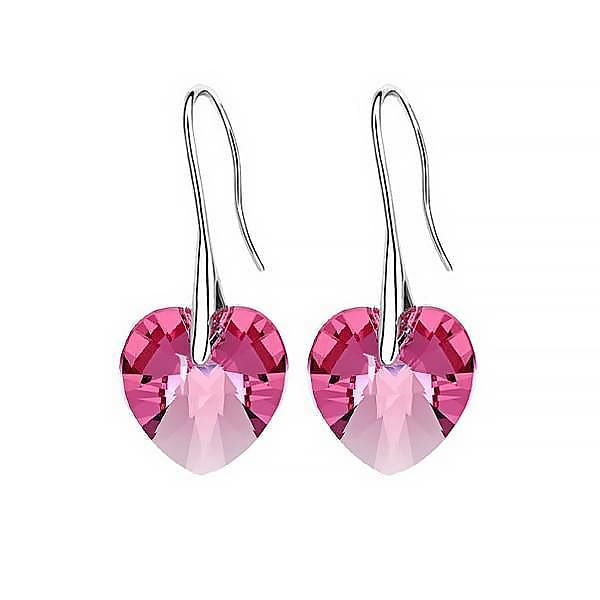 Heart Drop Earrings - Rose - Earrings - D’ Love, Swarovski Crystal
