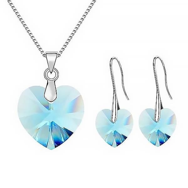 Heart Drop Jewel Set | Swarovski® Crystal - Aquamarine - Jewelry Set - D’ Love • Swarovski Crystal - D’ Charmz