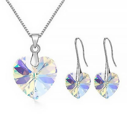 Heart Drop Jewel Set | Swarovski® Crystal - Aurore Boreale - Jewelry Set - D’ Love • Swarovski Crystal - D’ Charmz