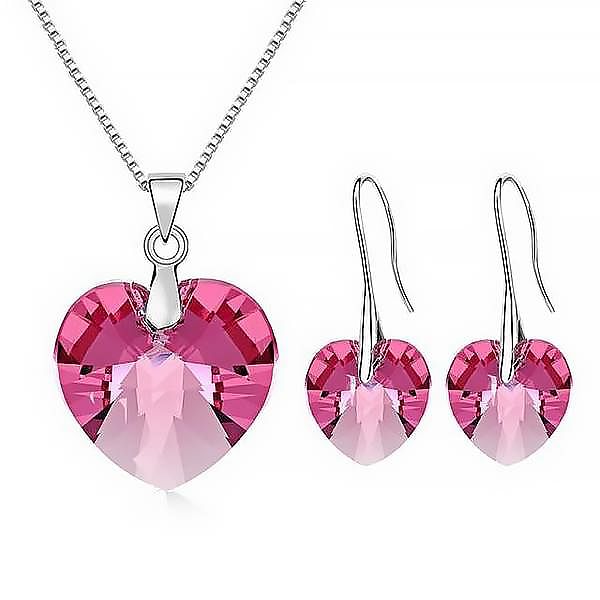 Heart Drop Jewel Set | Swarovski® Crystal - Rose - Jewelry Set - D’ Love • Swarovski Crystal - D’ Charmz