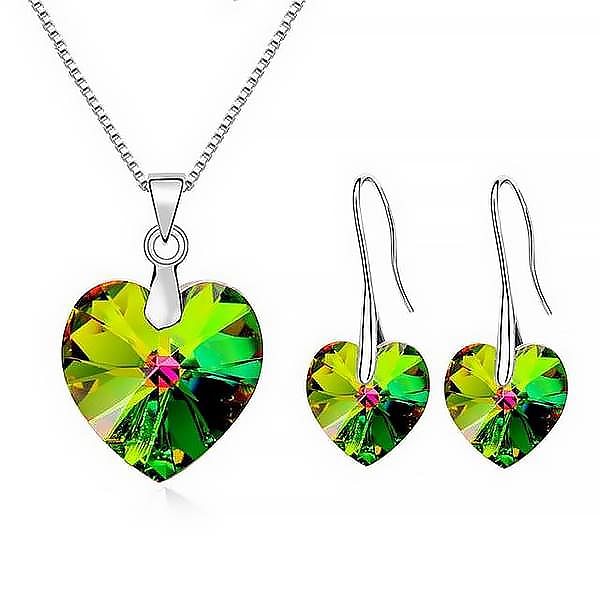 Heart Drop Jewel Set | Swarovski® Crystal - Vitrail Medium - Jewelry Set - D’ Love • Swarovski Crystal - D’ Charmz