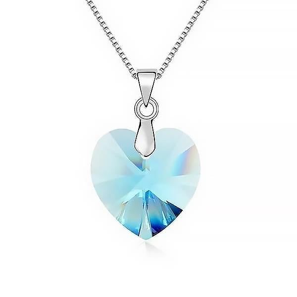 Heart Drop Necklace | Swarovski® Crystal - Aquamarine - Necklace - D’ Love • Swarovski Crystal - D’ Charmz