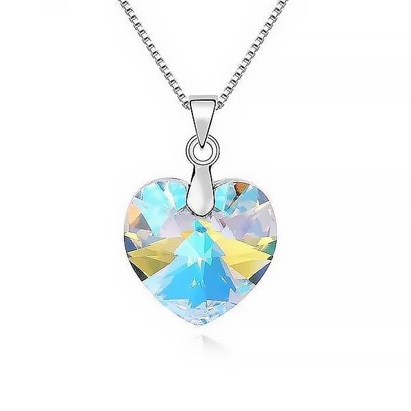 Heart Drop Necklace | Swarovski® Crystal - Aurore Boreale - Necklace - D’ Love • Swarovski Crystal - D’ Charmz