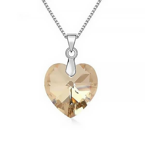 Heart Drop Necklace | Swarovski® Crystal - Gold Shade - Necklace - D’ Love • Swarovski Crystal - D’ Charmz