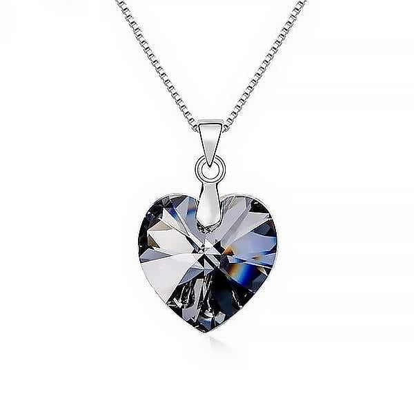 Heart Drop Necklace | Swarovski® Crystal - Silver Night - Necklace - D’ Love • Swarovski Crystal - D’ Charmz