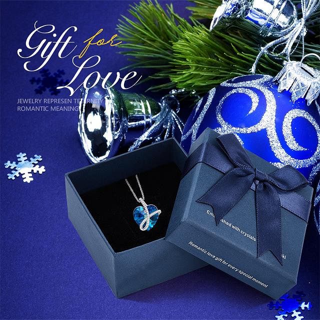 Heartbeat Necklace | Swarovski® Crystal - Blue In Box - Necklace - D’ Love • Swarovski Crystal - D’ Charmz