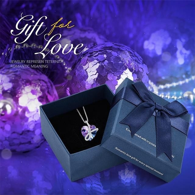 Heartbeat Necklace | Swarovski® Crystal - Purple In Box - Necklace - D’ Love • Swarovski Crystal - D’ Charmz