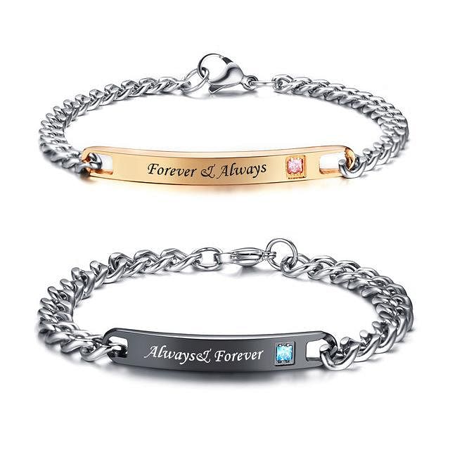 His Queen Her King Promise Lovers Couple Bracelet - Always Forever - Bracelet - Couple Set • Stainless Steel - D’ Charmz