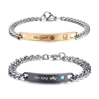 His Queen Her King Promise Lovers Couple Bracelet - King Queen - Bracelet - Couple Set • Stainless Steel - D’ Charmz