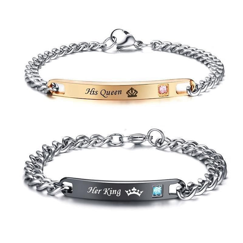 His Queen Her King Promise Lovers Couple Bracelet - Bracelet - Couple Set • Stainless Steel - D’ Charmz