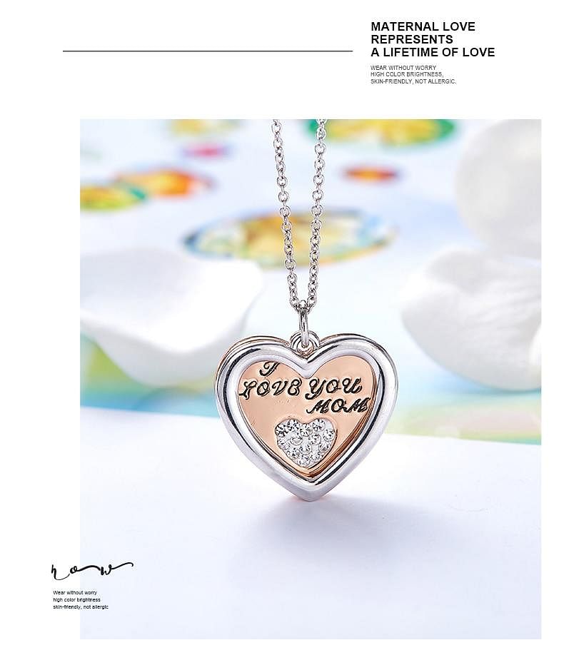 I Love You MOM Necklace | Swarovski® Crystal - Necklace - D’ Love • Mother’s Day • Swarovski Crystal - D’ Charmz
