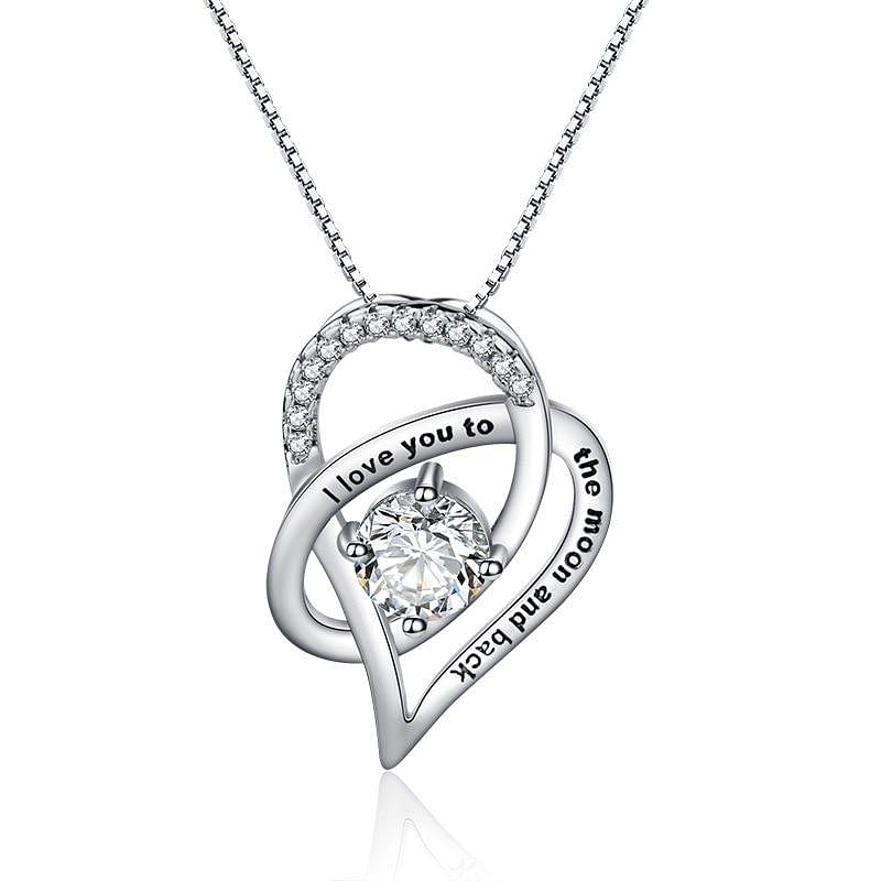 I Love You To The Moon And Back Crystal Heart Pendant Necklace | Family Love | Gift Box With Premium Card - Necklace - D’ Love • Mother’s 