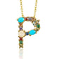 Initial Letter Crystal Rhinestones Pendant Necklace - P / White gold - Necklace - Trendy - D’ Charmz