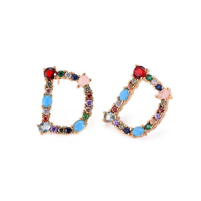 Initial Letter Crystal Rhinestones Stud Earrings - D - Earrings - Statement Earrings • Trendy - D’ Charmz