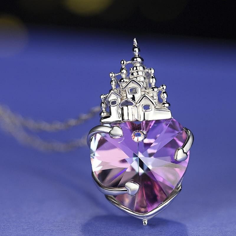 Love In Castle Heart Necklace | 925 Silver - Necklace - Swarovski Crystal - Elegant - Purple - Dazzling - Royalty - My Love - Princess - Queen