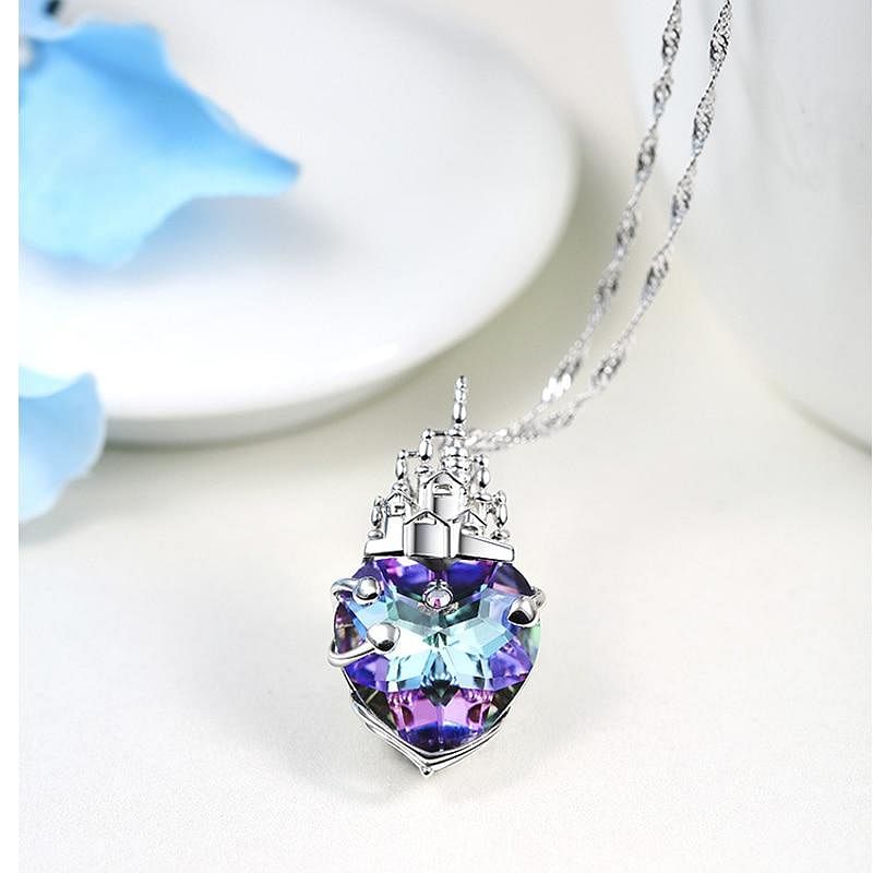 Love In Castle Heart Necklace | 925 Silver - Necklace - Swarovski Crystal - Purple - Elegant