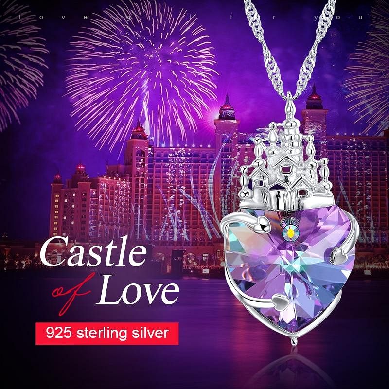 Love In Castle Heart Necklace | 925 Silver - Necklace - D’ Love • Swarovski Crystal - D’ Charmz