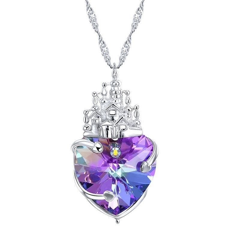 Love In Castle Heart Necklace | 925 Silver - Necklace - Swarovski Crystal - Elegant - Purple
