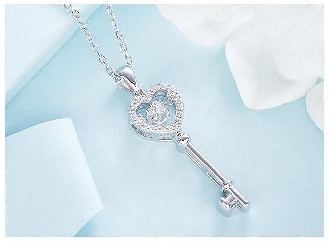 Love Key Dancing Stone Necklace | 925 Silver - Necklace
