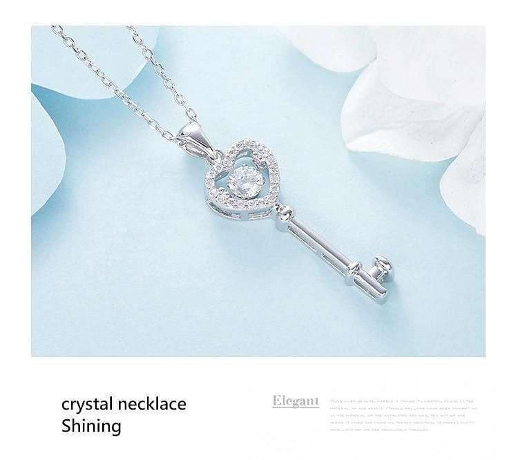 Love Key Dancing Stone Necklace | 925 Silver - Necklace