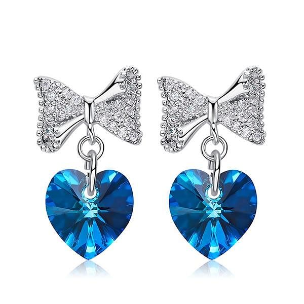 Love with A Bowknot Earrings - Bermuda Blue - Earrings - Swarovski Crystal