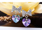 Love with A Bowknot Earrings - Earrings - Swarovski Crystal - Vitrail Light - Elegant - Purple