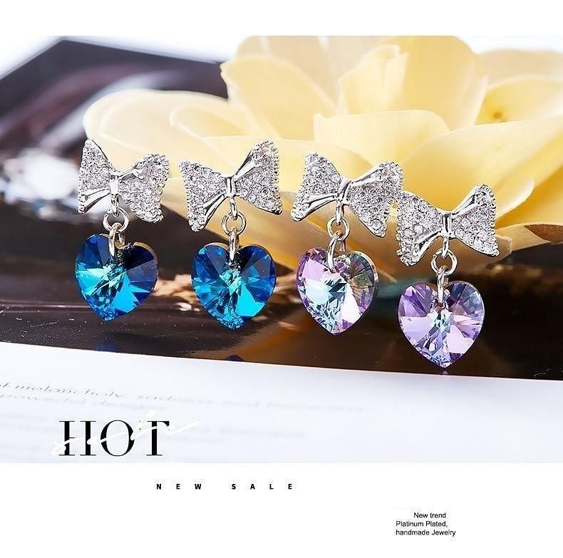 Love with A Bowknot Earrings - Earrings - Swarovski Crystal