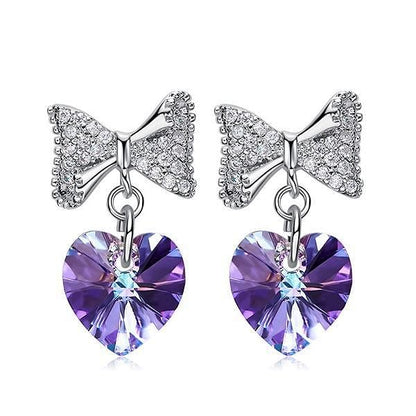 Love with A Bowknot Earrings - Vitrail Light - Earrings - Swarovski Crystal - Elegant - Purple