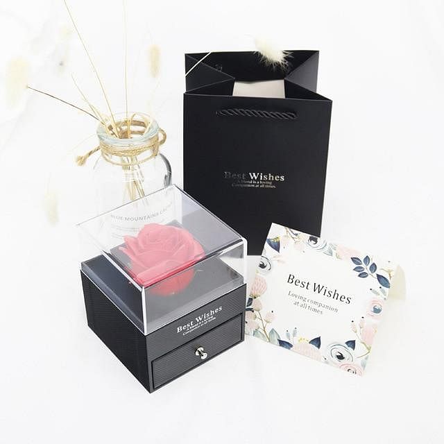 Luxe Rosy Jewel Box ❤ I LOVE YOU 100 Languages Necklace ❤ - Black / No Necklace - Necklace - D’ Love • Jewelry Box • Mother’s Day - D’ 