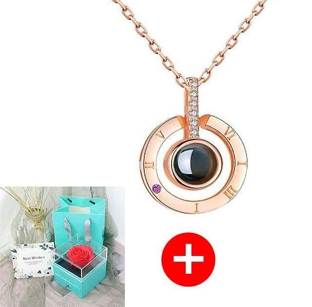 Luxe Rosy Jewel Box ❤ I LOVE YOU 100 Languages Necklace ❤ - Green / Circle Style 5 - Necklace - D’ Love • Jewelry Box • Mother’s Day - D’ 