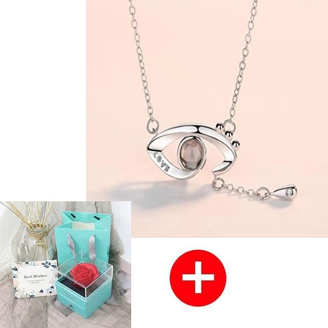 Luxe Rosy Jewel Box ❤ I LOVE YOU 100 Languages Necklace ❤ - Green / Eye Style 10 - Necklace - D’ Love • Jewelry Box • Mother’s Day - D’ 