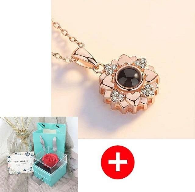 Luxe Rosy Jewel Box ❤ I LOVE YOU 100 Languages Necklace ❤ - Green / Flower Style 13 - Necklace - D’ Love • Jewelry Box • Mother’s Day - D’ 