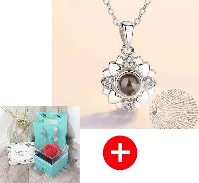 Luxe Rosy Jewel Box ❤ I LOVE YOU 100 Languages Necklace ❤ - Green / Flower Style 14 - Necklace - D’ Love • Jewelry Box • Mother’s Day - D’ 