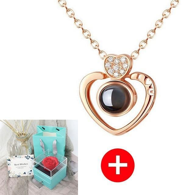 Luxe Rosy Jewel Box ❤ I LOVE YOU 100 Languages Necklace ❤ - Green / Heart Style 3 - Necklace - D’ Love • Jewelry Box • Mother’s Day - D’ 