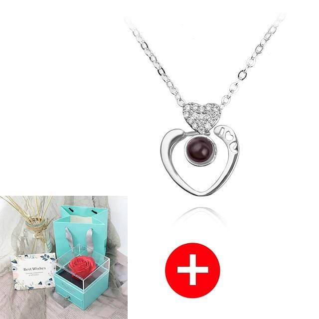 Luxe Rosy Jewel Box ❤ I LOVE YOU 100 Languages Necklace ❤ - Green / Heart Style 4 - Necklace - D’ Love • Jewelry Box • Mother’s Day - D’ 