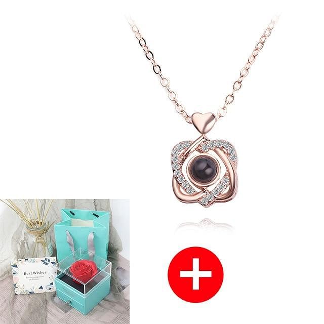 Luxe Rosy Jewel Box ❤ I LOVE YOU 100 Languages Necklace ❤ - Green / Hearts Style 7 - Necklace - D’ Love • Jewelry Box • Mother’s Day - D’ 
