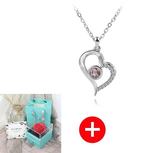 Luxe Rosy Jewel Box ❤ I LOVE YOU 100 Languages Necklace ❤ - Green / Love Style 2 - Necklace - D’ Love • Jewelry Box • Mother’s Day - D’ 