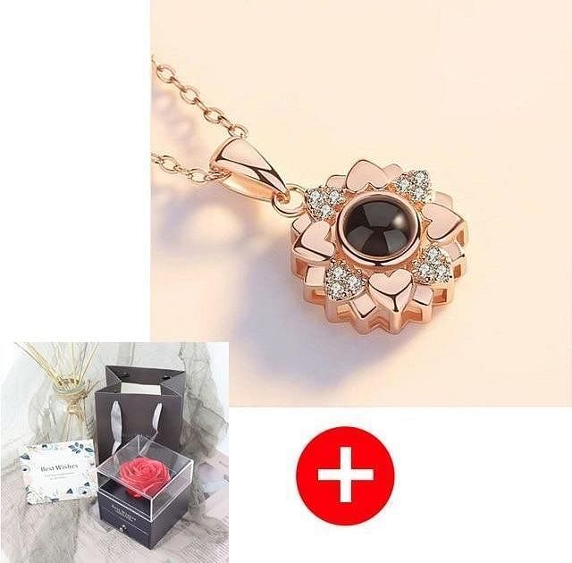 Luxe Rosy Jewel Box ❤ I LOVE YOU 100 Languages Necklace ❤ - Grey / Flower Style 13 - Necklace - D’ Love • Jewelry Box • Mother’s Day - D’ 