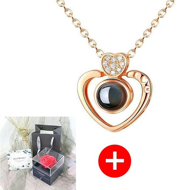 Luxe Rosy Jewel Box ❤ I LOVE YOU 100 Languages Necklace ❤ - Grey / Heart Style 3 - Necklace - D’ Love • Jewelry Box • Mother’s Day - D’ 