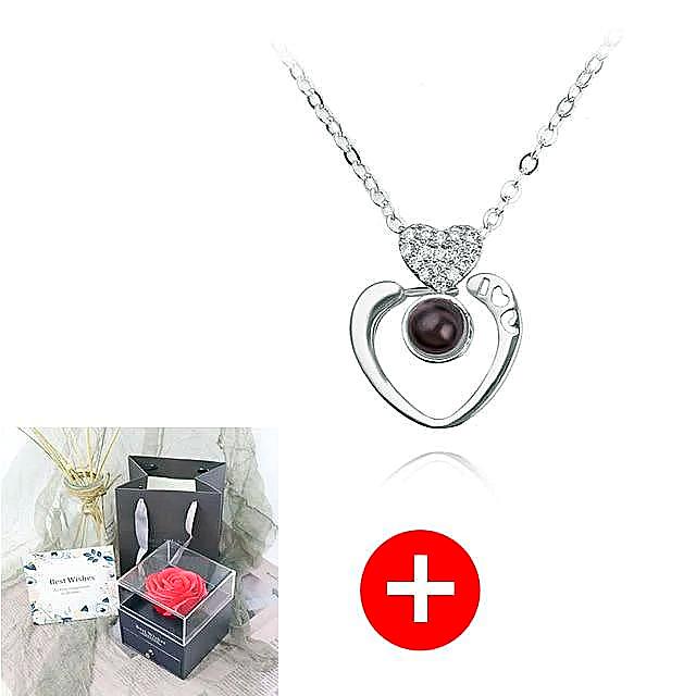 Luxe Rosy Jewel Box ❤ I LOVE YOU 100 Languages Necklace ❤ - Grey / Heart Style 4 - Necklace - D’ Love • Jewelry Box • Mother’s Day - D’ 