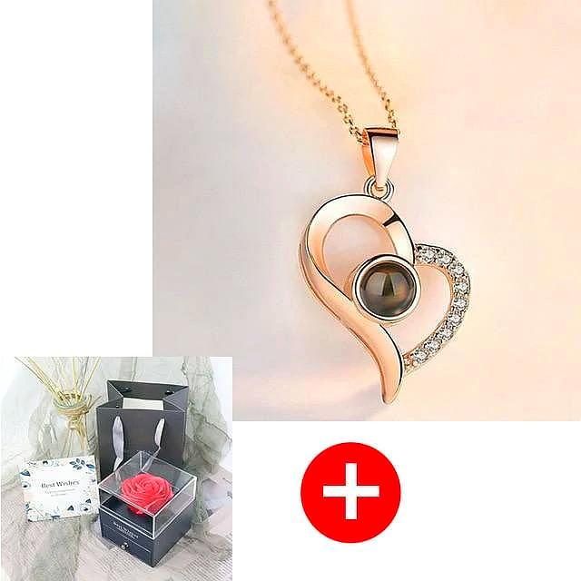 Luxe Rosy Jewel Box ❤ I LOVE YOU 100 Languages Necklace ❤ - Grey / Love Style 1 - Necklace - D’ Love • Jewelry Box • Mother’s Day - D’ 